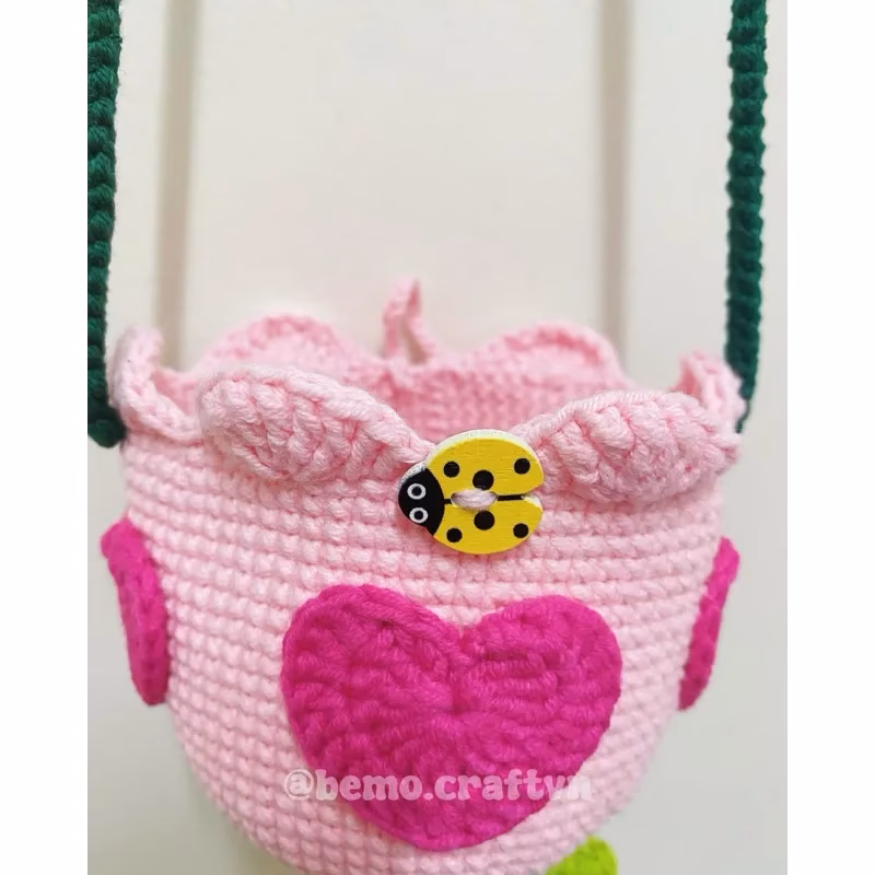 Túi len Hoa Tulip đeo chéo cho bé 🌷 - Ảnh 2